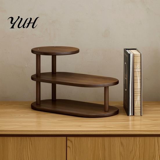 Key And Ornament Storage Organizer Wooden Desk Shelf Organizer, Entryway Holder Stand, Rustic Home Decor Tiered Rack for Office Desk, Countertop Entry