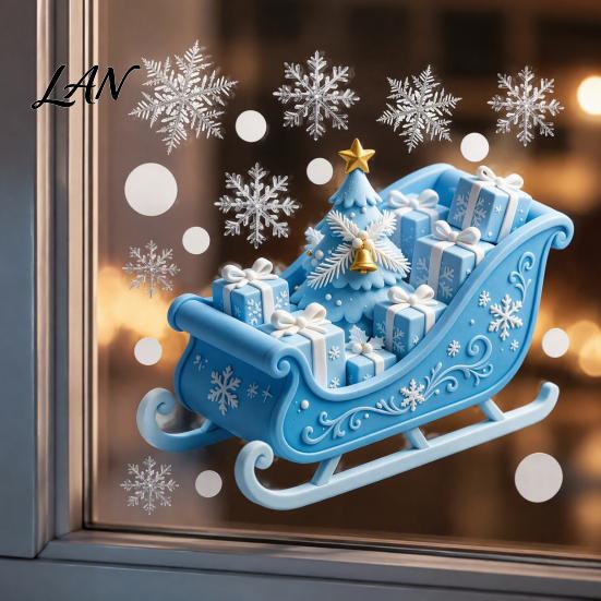 Static Cling Decals for Glass Christmas Window Clings, Reusable Stickers with Santa Claus Snowman Seasonal Film Xmas Tree Patterns, Removable Holiday