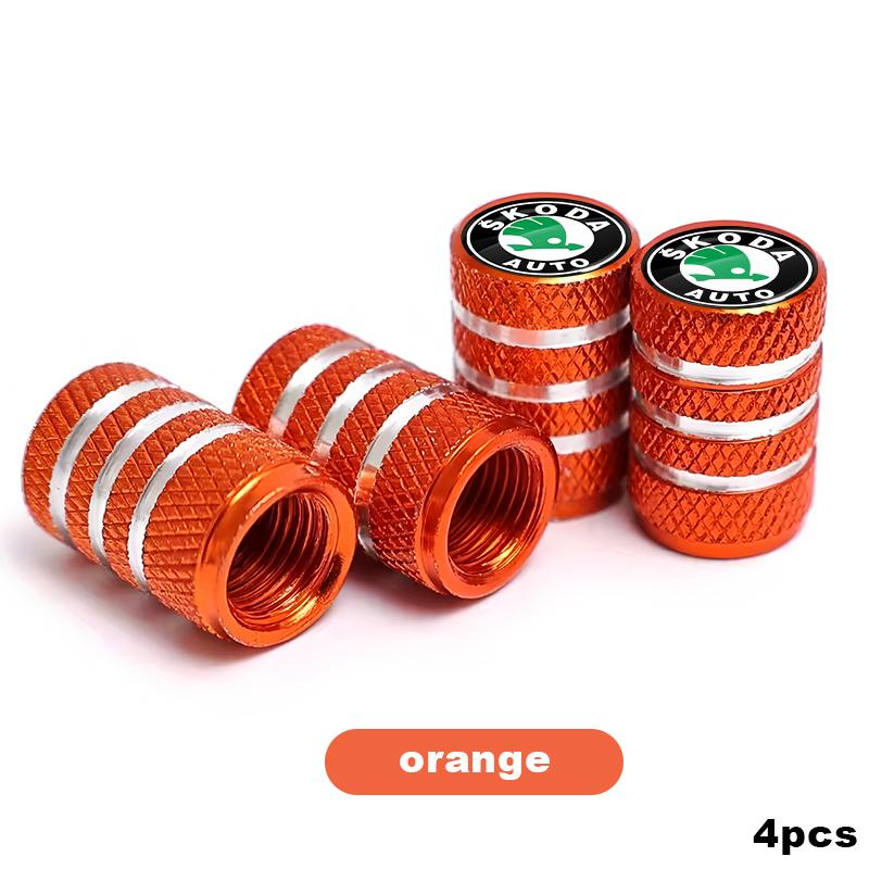 HRQB8 Car Tire Valve Stems Cap Aluminum Tyre Wheel Stem Air Valve Cover Airdust ForSkoda Fabia Octavia Kamiq Superb Rapid Citigo Scale
