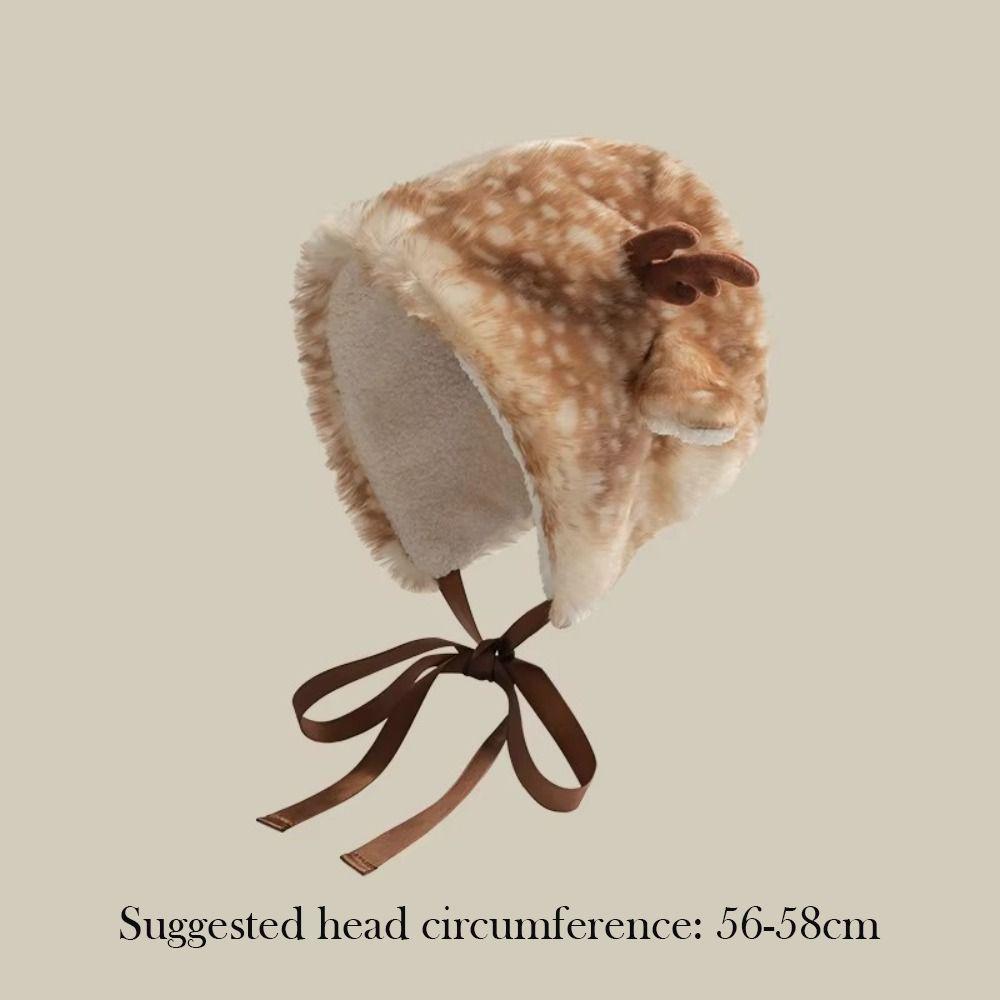 New Christmas Deer Pullover Hat with Lace-up Plush Hat High Quality Ear Protection Hat