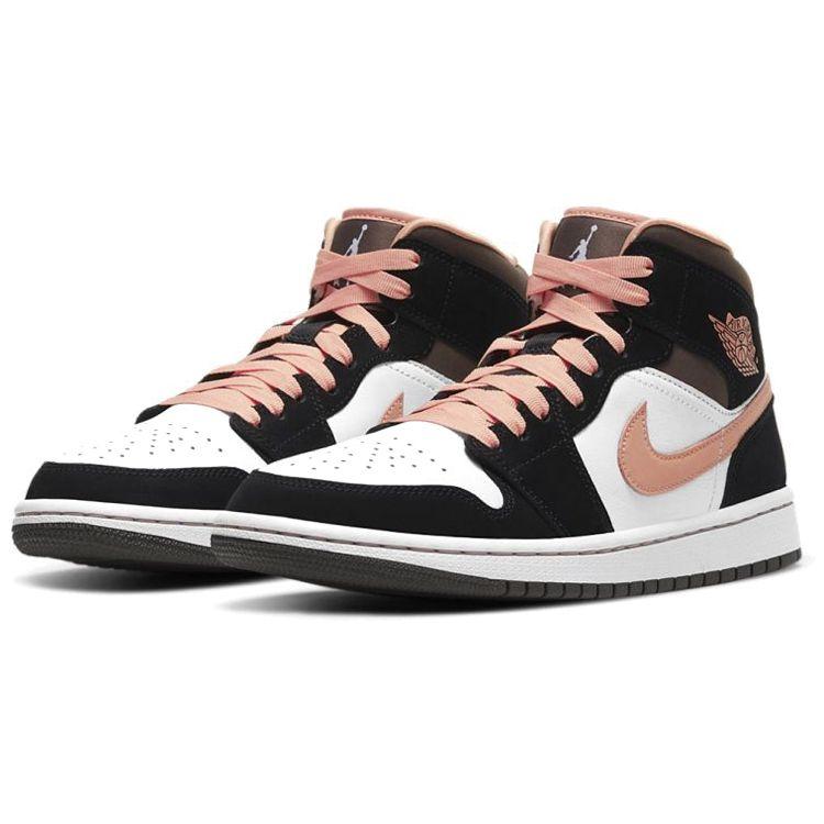 Air Jordan 1 Mid SE Peach Mocha Женские кроссовки Черный Белый Абрикос DH0210-100