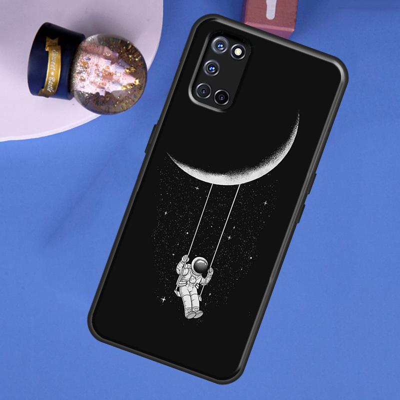 Чехол для телефона с изображением Луны, Звезд, Космоса, Астронавта для Oppo A80 A40 A60 A16 A76 A96 A91 A15 A17 A74 A94 A54 A57S A18 A38 A58 A98 A78