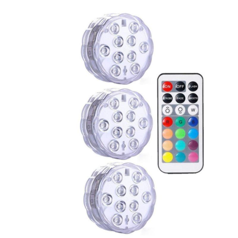 IP68 водонепроницаемый многоцветный погружной светодиодный подводный ночной светильник для чая ваза чаша вечеринка свадьба рождественское украшение