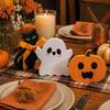 Wooden Ghost Pumpkin Black Cat Ornaments 3Pcs/Set Halloween Tiered Tray Decorations, Cute Atmosphere Props for Photos Ornaments, Block Table