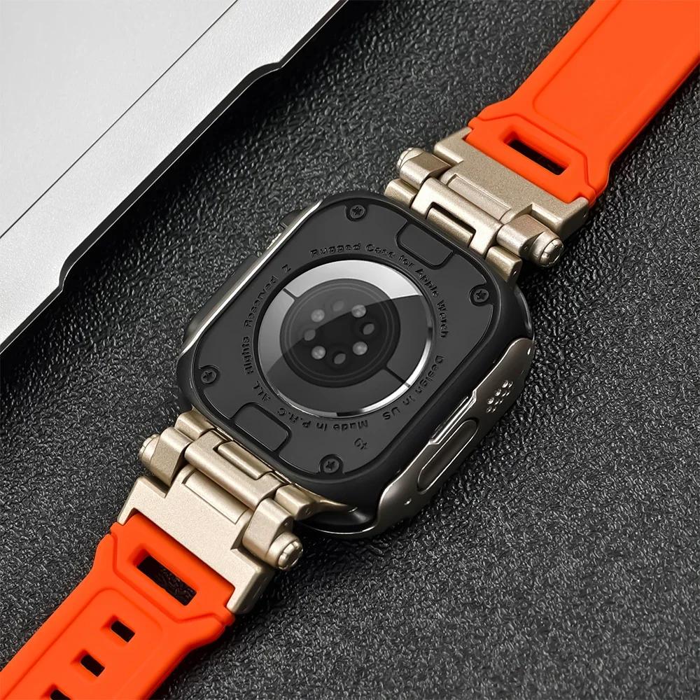 Силиконовый ремешок+Чехол для Apple Watch Ultra2 Ремешок 49мм 41мм 45мм 40мм 44мм ТПУ Чехол+Спортивный браслет Серии 9 8 7 6 SE 5 Браслет