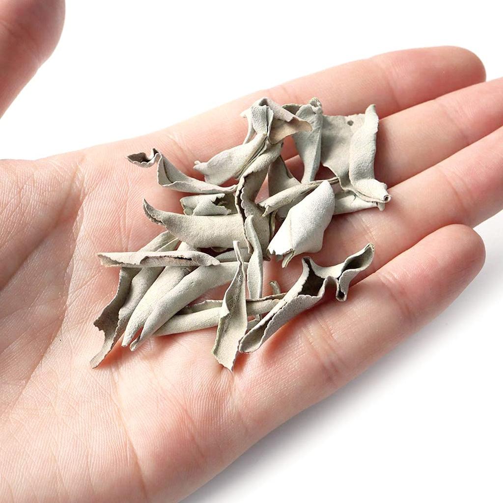 [ЗОЛОТОЙ КАМЕНЬ] Белый шалфей без пестицидов из Калифорнии, примерно 50 г (Без веток, Измельченный)