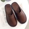 Couples Simple Leather Slippers Men Home Spring Shoes 2024 Trend Flat Precision Stitching Man Slippers Indoor Leather Shoes