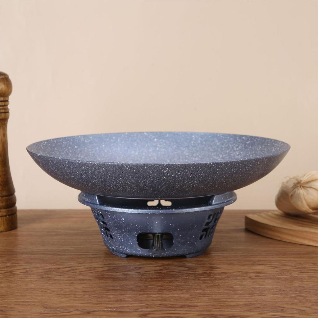 Portable Nonstick Hot Pot with Alcohol Burner, 2-in-1 Dry Pot Cooker for Authentic Asian Cuisine, Home or Restaurant Use