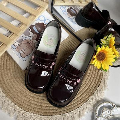 Сакура jk лето милые маленькие кожаные туфли универсальный академический стиль туфли с открытым верхом лоферы на высоком и низком каблуке маленькие кожаные туфли