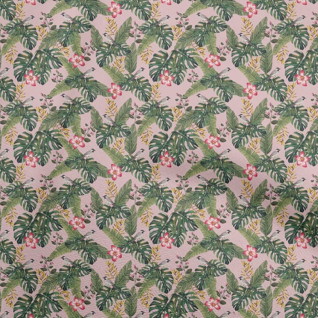 oneOone Cotton Flex Light Pink Fabric Tropical Fabric For Sewing Printed Craft Fabric By The Yard 40 Inch