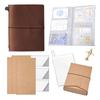PIENSE Travel Notebook, Collage Notebook, Leather Notebook, Passport Size, Collage, Business Gift, Diary (Brown)