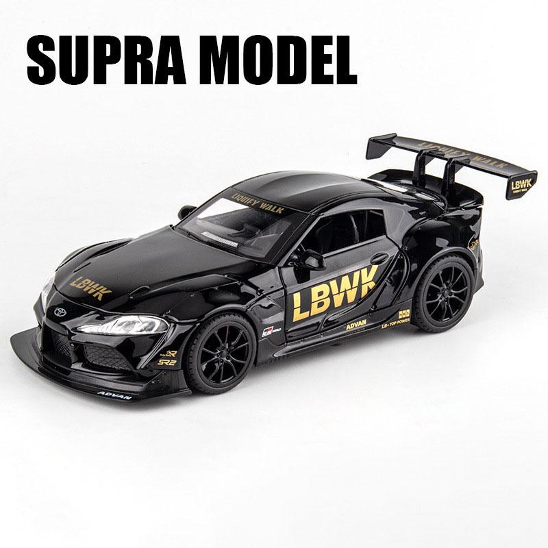 1:Масштаб 22 Модель автомобиля Supra Игрушка Сплав Литье под давлением Высокая симуляция Металл Звук Свет Модели гоночных автомобилей Подарки для детей Мальчиков Коллекция