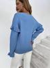Spring 2026 Solid V-Neck Petal Sleeve Knitwear