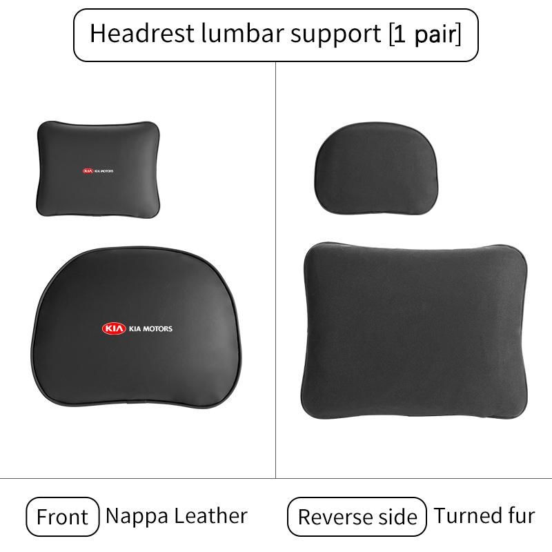 For KIA Car Leather Headrest Neck Support Seat Waist Cushion Pillow Auto Accessories Sorento Stinger Soul Spectra Niro Cadenza MF1