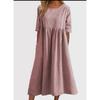Spring and Summer Round Neck Casual Loose Solid Color Dress