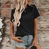 Women's Fashion Solid Color Round Neck Short Sleeved Pullover  T-shirt Top