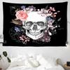 Colorful Black and White Tarot Card Tapestry Sun Moon Skull Flower Wall Hanging Witchcraft Divination Tapestry Home Decoration
