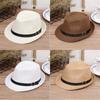 Fashion Unisex Beach Summer Jazz Hat Cowboy Fedora Hat Straw Panama Cap Sun Hat