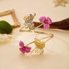 Elegant Drip Oil Flower Bracelet Floral Adjustable Open Arm Bangle Cuff Enamel Glaze Butterfly Armband Gift