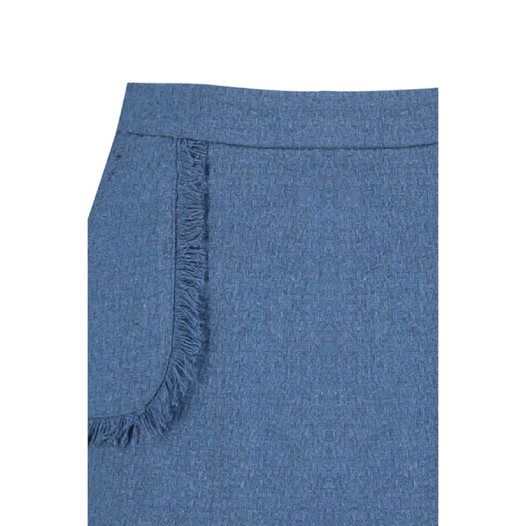 Мини-тканая юбка из твидовой ткани индиго с кисточками Twoaw24et00204