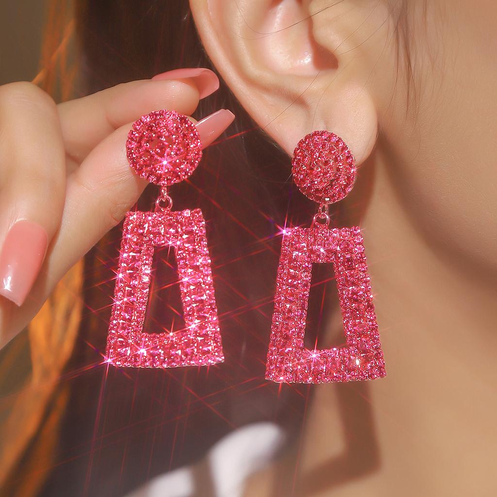 Темперамент и роскошь супер-вспышка полные бриллиантовые длинные серьги высокого уровня чувство геометрические полые серьги женские серьги 1 пара