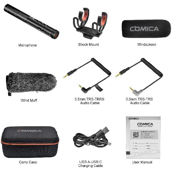 Shotgun Microphone, COMICA CVM-VM20 Professional Super Cardioid Microphone with Shock Mount, Camera Microphone For Video Record