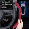 Short shaped Nappa Leather Steering Wheel Cover, Non Slip, Ultra-thin, Breathable, Safe, Universal Steering Wheel Cover Acc