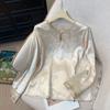 Женская вышитая блузка с длинным рукавом и круглым вырезом Весенний дизайнерский пуловер