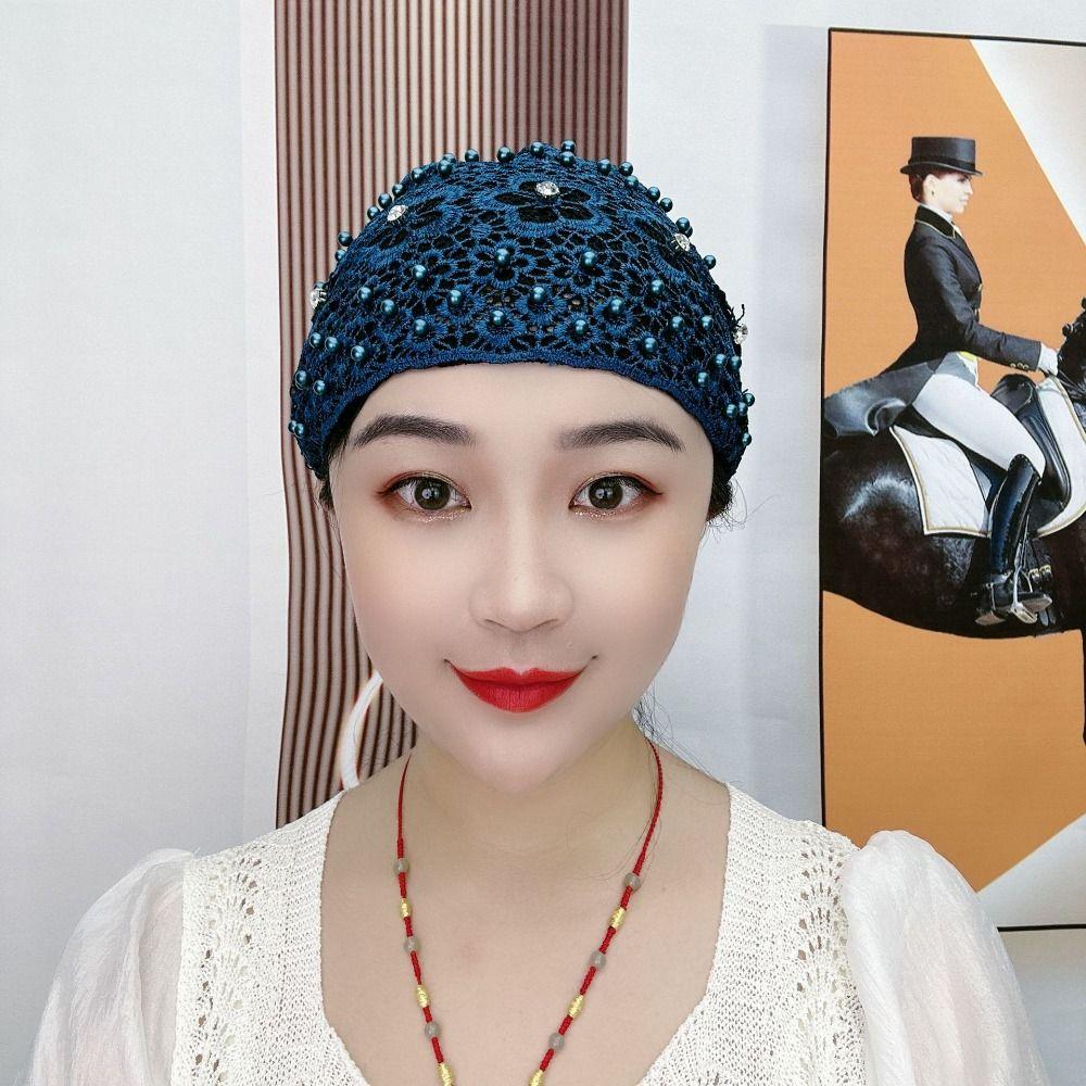 Embroidery Muslim Cap Lace Prayer Hat Fashion Baotou Hat Women