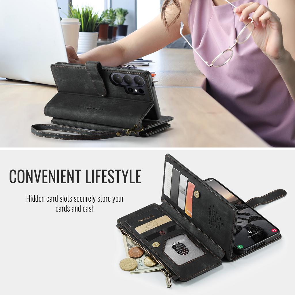 Leather Case for Samsung Galaxy S26 Ultra S25 Edge S24 Plus S23 Fe S22 S21 S20 Note20 A56 A36 A17 Card Holder Wallet Phone Cover