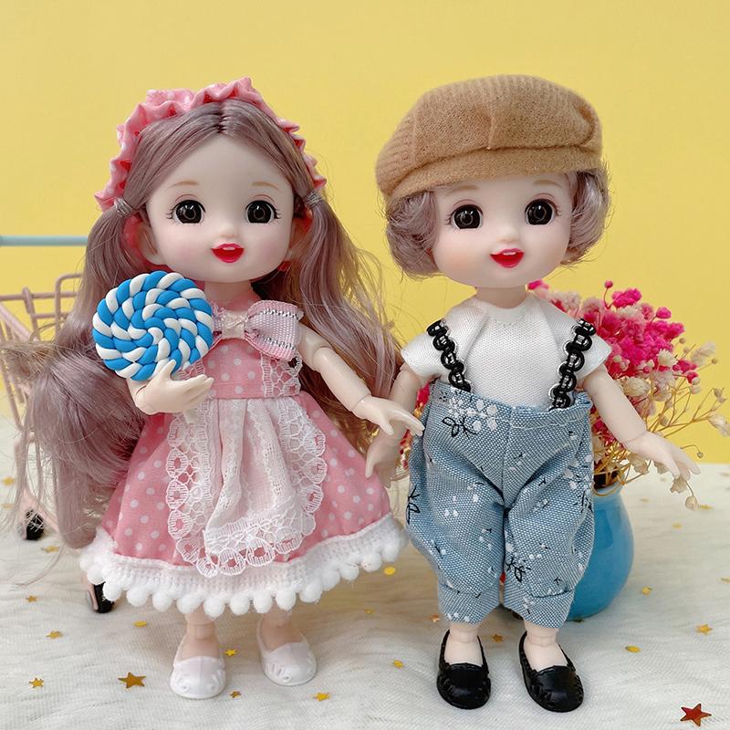 Мини-кукла 17 см, 13 подвижных суставов, с 3D большими глазами, DIY-кукла с одеждой, наряд, 1/12, модная кукла, подарок для детей, девочек