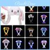 Очаровательная женская шапка с мультяшным кроликом, плюшевыми двигающимися кроличьими ушками и светящимися наушниками