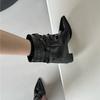 High Heel Boots Thick Heel Pointed Trouser Tube Boots Short Boots Women's 2025 Autumn and Winter New Rivet Belt Buckle Sleeve Fashion Boots Women