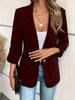 Женский приталенный пиджак, однобортное формальное офисное пальто с лацканами с вырезом, повседневный деловой костюм для женщин