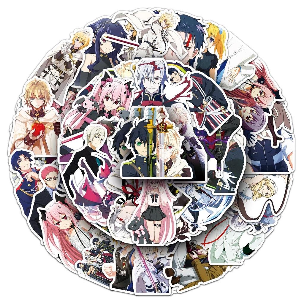 50 Наклеек из Японского Аниме 'Seraph of the End' - Коллекция Юичиро Микаэлы для Планеров и Чемоданов