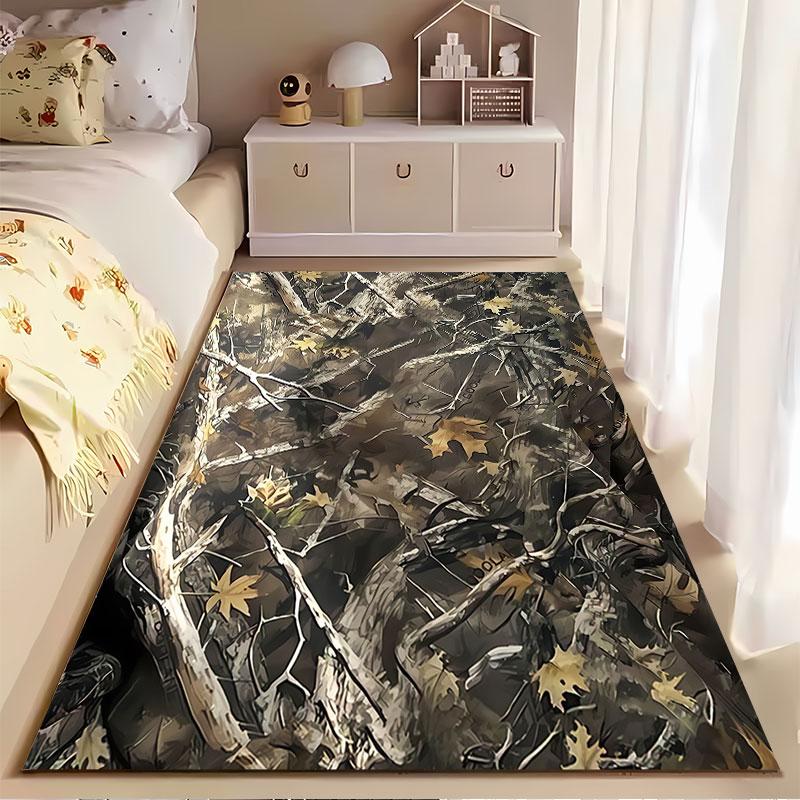Camouflage Forest Pattern Carpet suitable as a non-slip mat for the living room or bedroom sofa