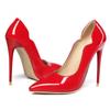 Fashion 2025 Women Shoes Luxury Brand Pumps Red Shiny Bottom Pointed Toe Black High Heels Thin Heel 12cm Sexy Wedding Party Ladies Shoe