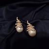 Zircon Serpentine Pearl Earrings Fashion Light Luxury Versatile Design Sense Earrings Niche Exquisite Temperament Earrings Women