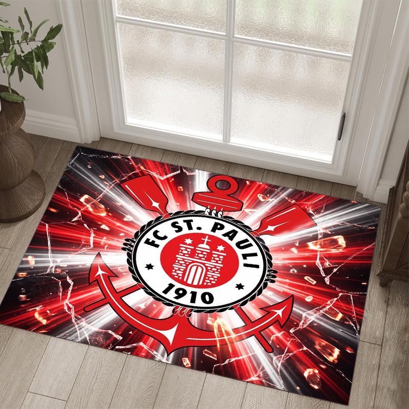 FC St. Pauli Football Design Crystal Velvet Carpet Cozy Non?Slip Printed Rug For Bedroom Living Room Entrance