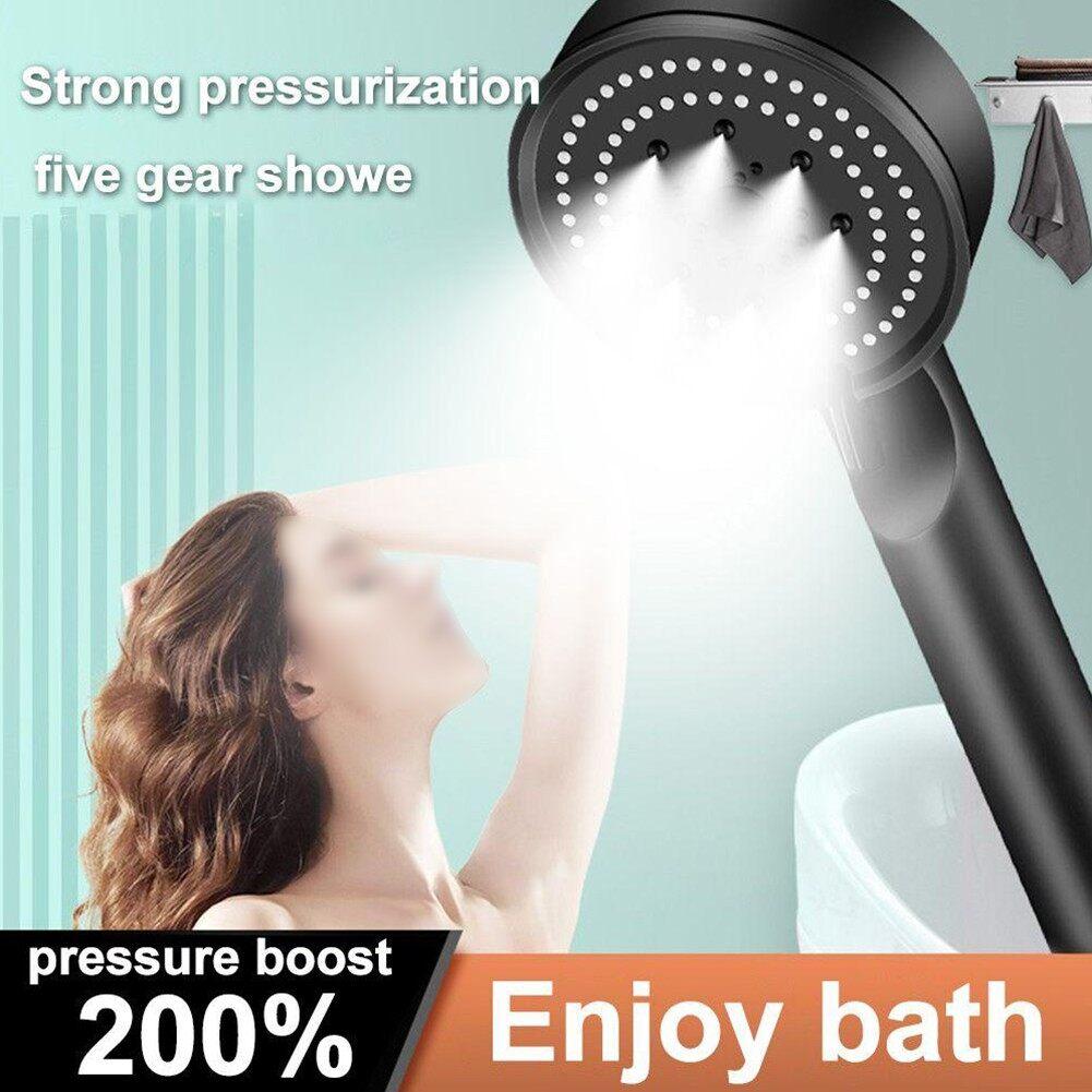 5 Modes Shower Head Adjustable High Pressure Water Saving ShowerHeads Water Massage Handheld Shower Head Hook Hose Fall Resistance Eco Shower