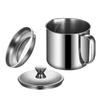 Grease Oil Filter Pot Stainless Steel Cup Grilling Accessories Tuna Strainer Storage Can Silver