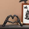 Skeleton Heart Hands Figurine Resin Love Gesture Statue Gothic Heart Shape Skeleton Hands Ornament for Home Halloween Desktop Decor