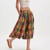 Women's Summer Boho Plaid Culotte Pants Casual Wide Leg Palazzo Trousers Baggy Cropped Gingham Capris Pants with Pockets