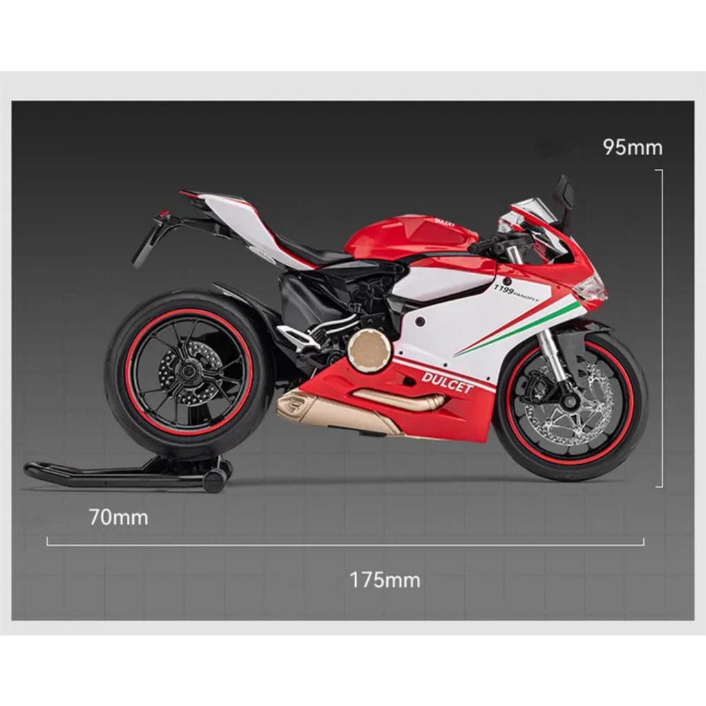 1/12 Ducati 1199 Panigale Сплав Гоночный Мотоцикл Модель Литой Металл Игрушка Уличный Спортивный Мотоцикл Модель Звук и Свет Детский Подарок