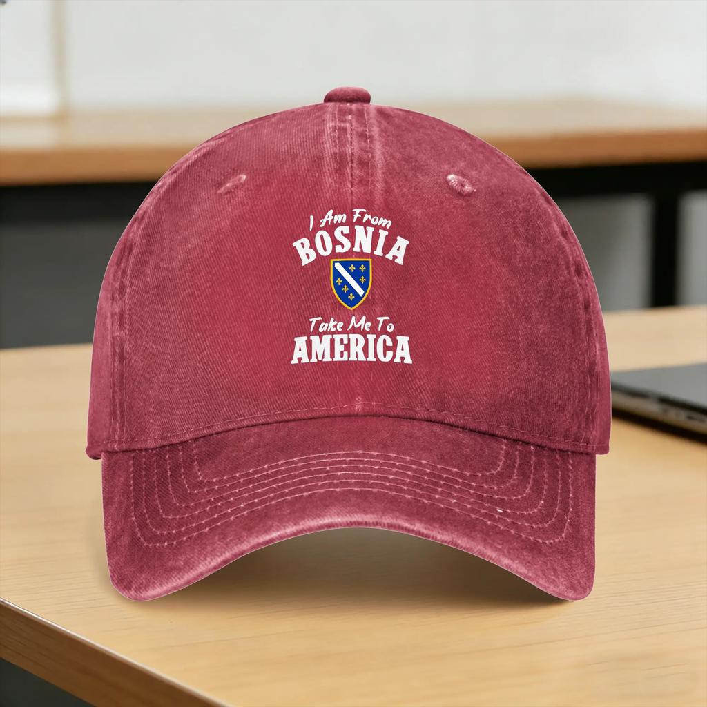I Am from Bosnia Take Me to America Bosnian Casual Baseball Cap Summer Hippie Snapback Cap Women Unisex Funny Baseball Caps