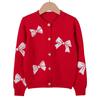 Spring and Autumn Korean Style Bowknot Jacquard Children's Cardigan Sweater Jacket Girls Knitted Cardigan