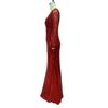 Women Evening Dress Sequin Deep V Neck Long Sleeves Slim Fit Fishtail Hem Sequin Floor Length