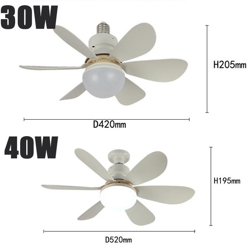 Светодиодный небольшой потолочный вентилятор, бесшумный, сильный ветер, скорость затемнения, E27, винтовой колеблющийся вентилятор, светильник