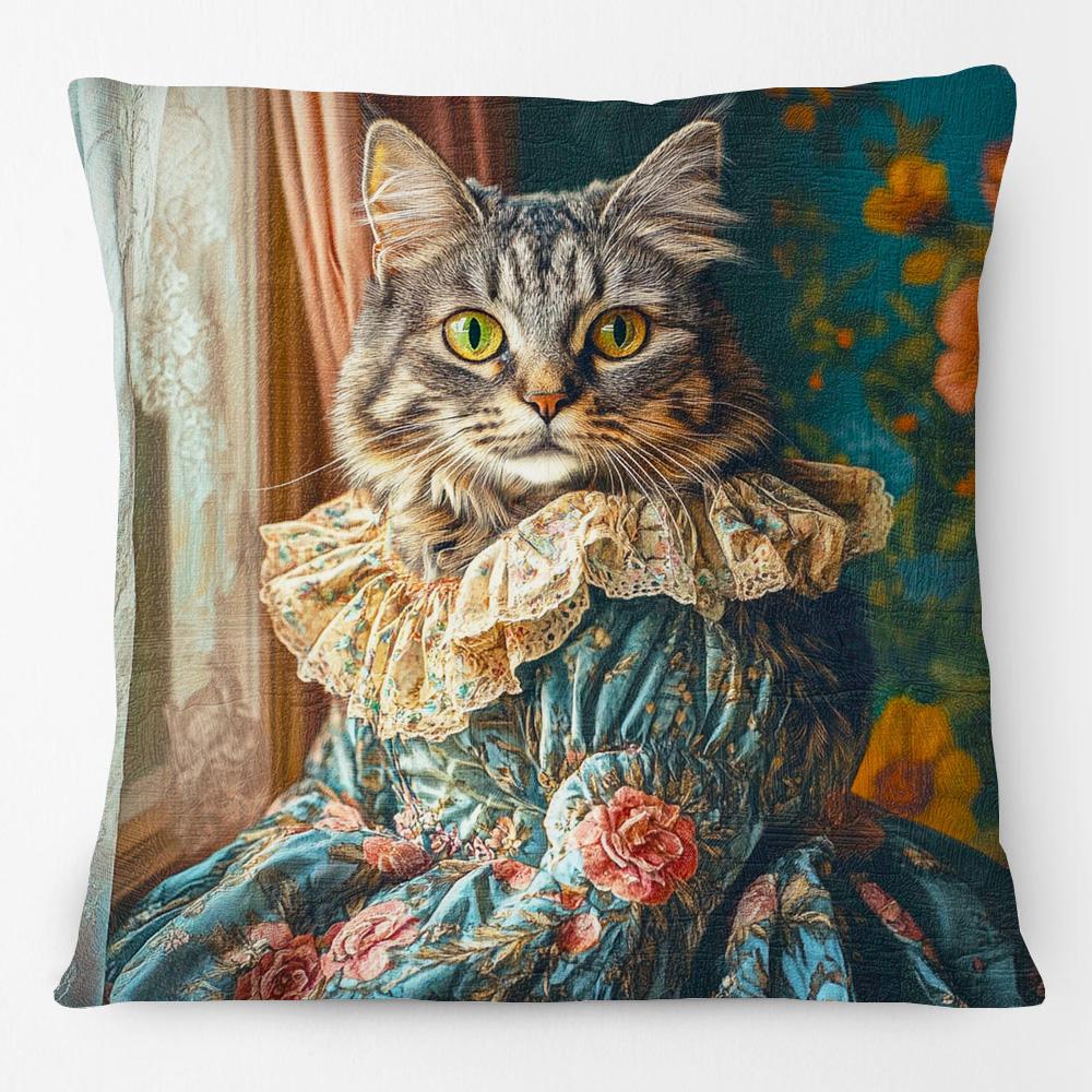 Vintage Royal Dogs And Cats Portraits Cushion Cover Poodle Border Collie Jack Russell Labrador Dog Pillowcase