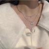 Exquisite Small Pendant Necklace Double Layer Clavicle Chain Shiny Butterfly Necklace  Ladies Gift
